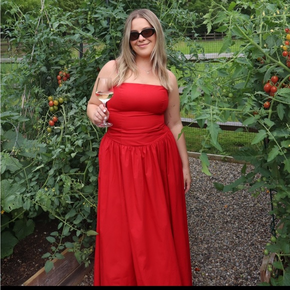 Abercrombie Strapless Drop Waist Red Dress - S - Picture 4 of 4